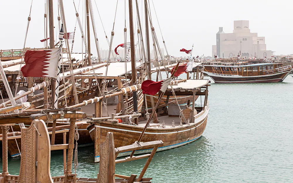 Traditional Dhow Wooden boat In Qatar