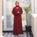 cherry maroon abaya is weared by woman